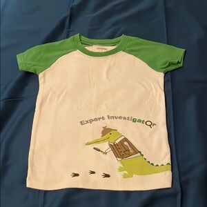 City Threads Kids Investigator T-Shirt - Green & Cream